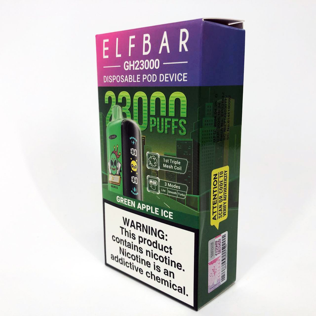ELF BAR GH 23000 5%. Зеленое яблоко (Green Apple lce)