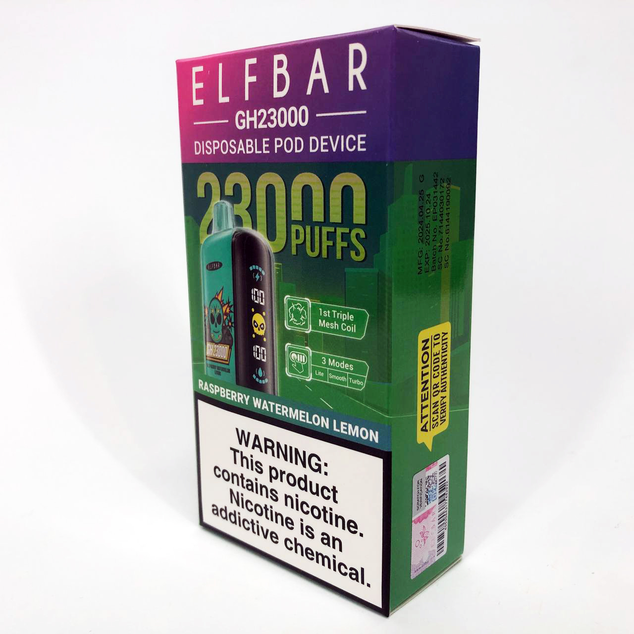 ELF BAR GH 23000 5%. Малина Арбуз Лимон (Raspberry Watermelon Lemon)