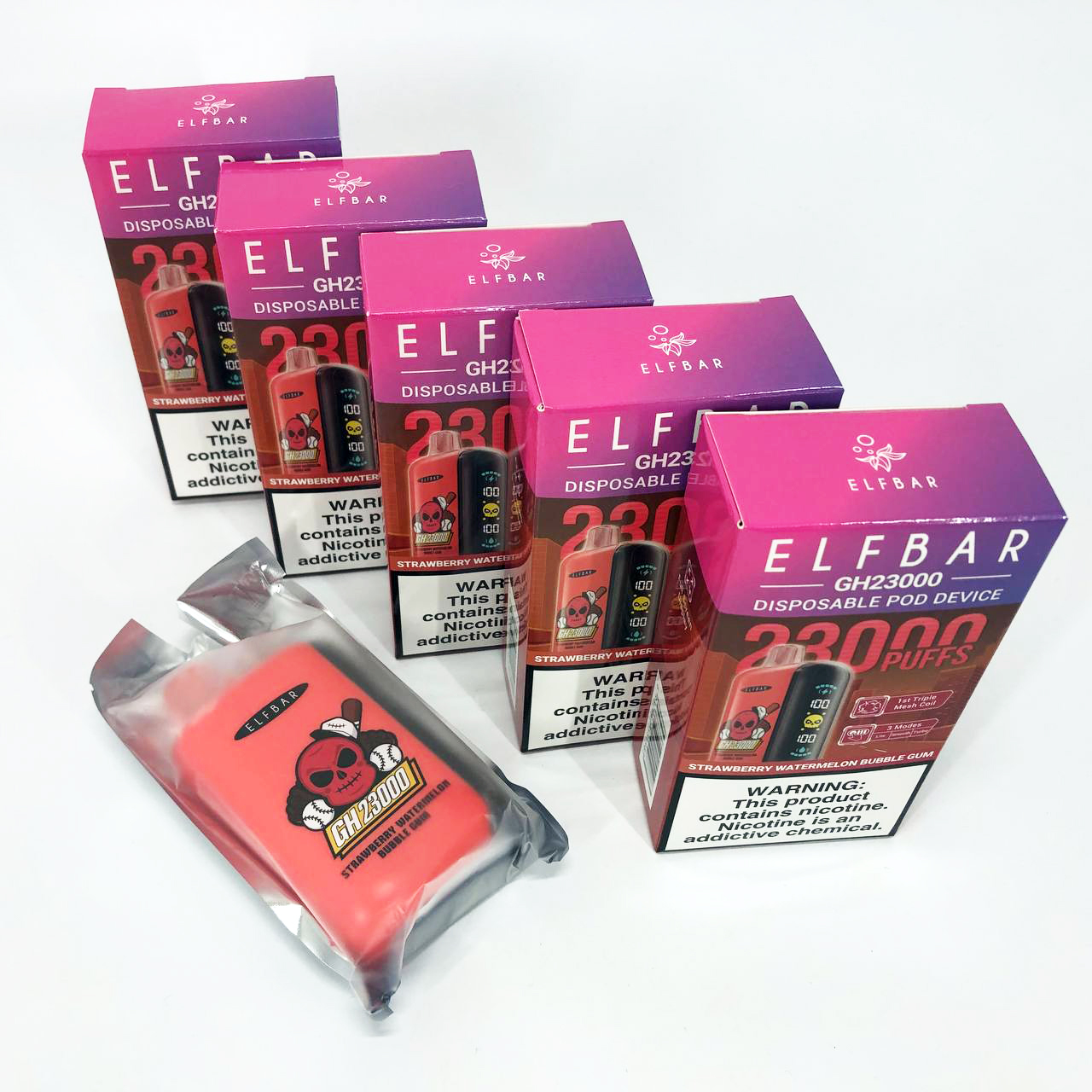 ELF BAR GH 23000 5%. Клубнично-арбузная жевательная резинка (Strawberry Watermelon Bubble Gum)