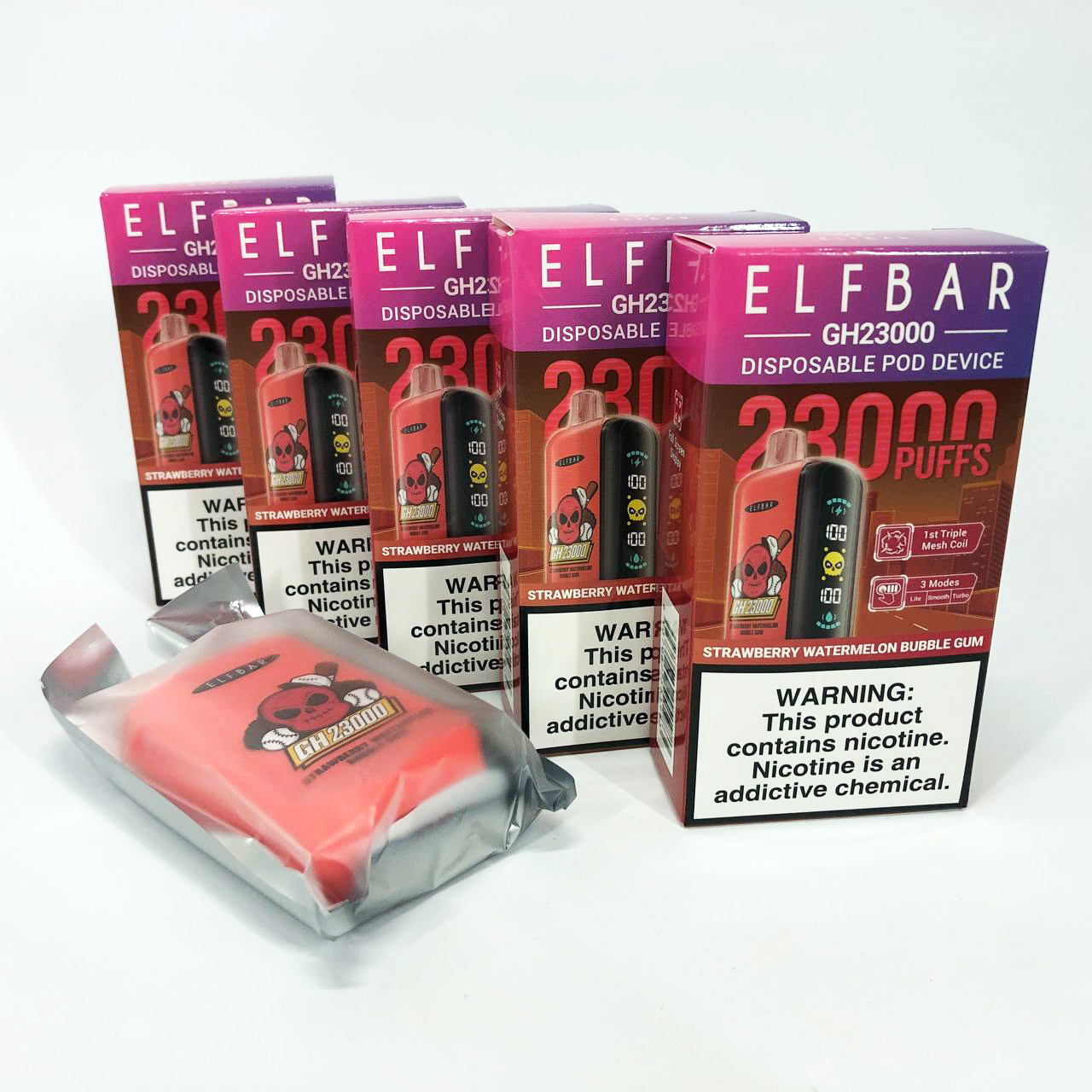 ELF BAR GH 23000 5%. Клубнично-арбузная жевательная резинка (Strawberry Watermelon Bubble Gum)