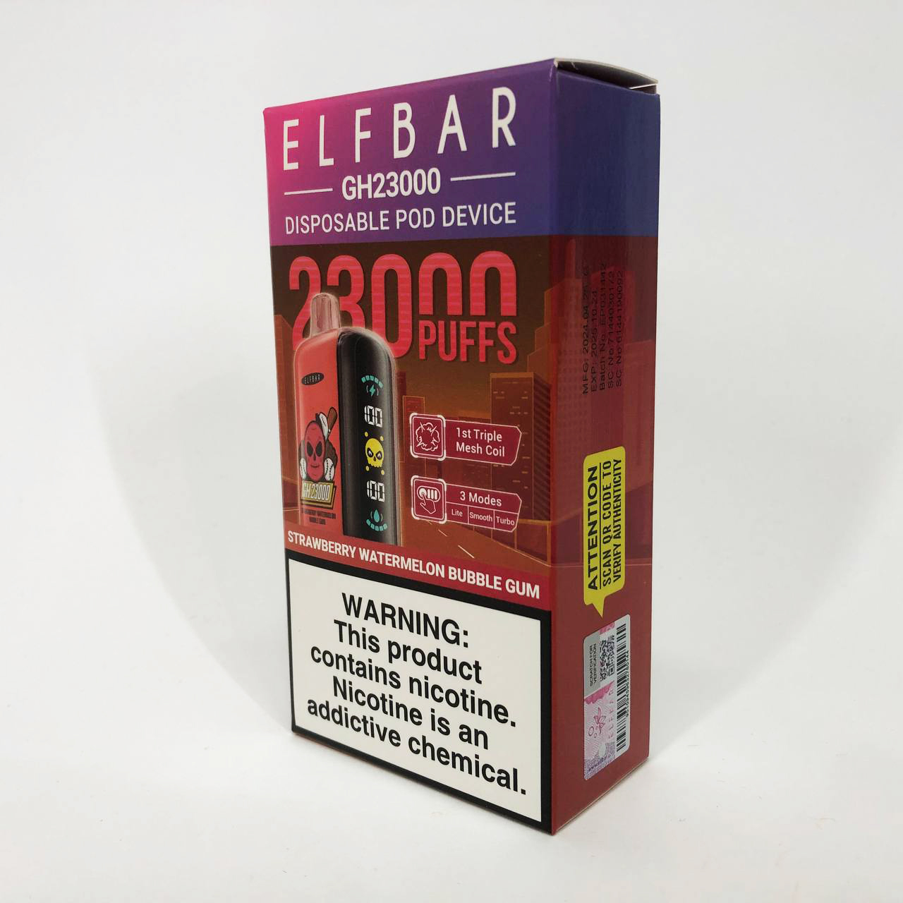 ELF BAR GH 23000 5%. Клубнично-арбузная жевательная резинка (Strawberry Watermelon Bubble Gum)