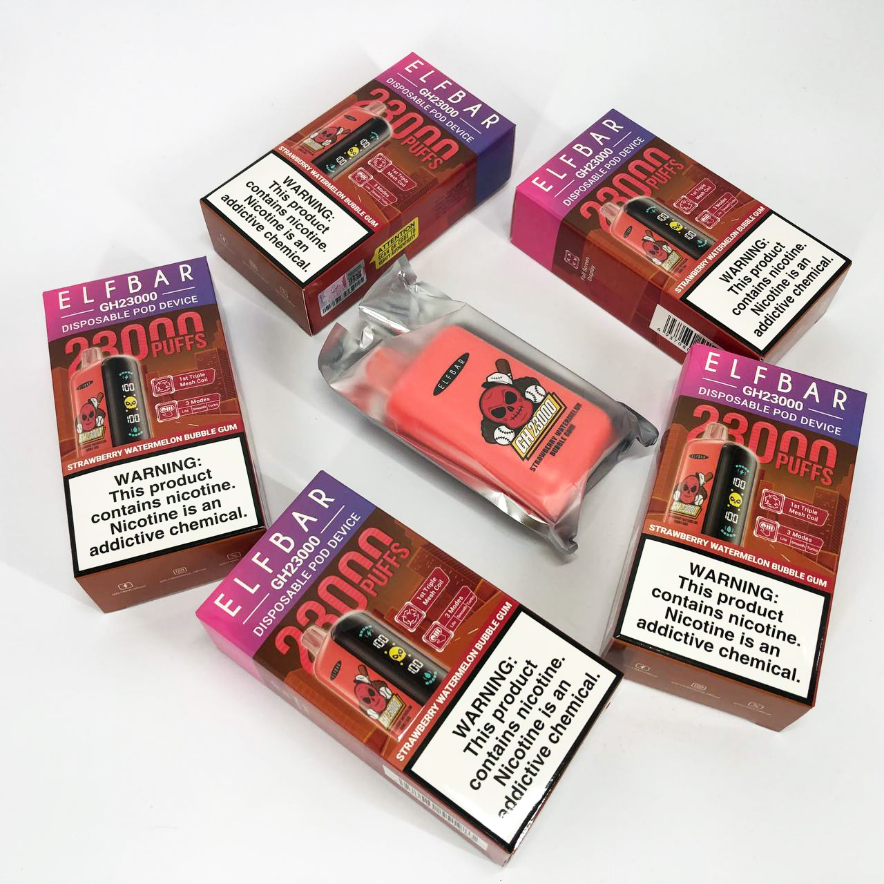 ELF BAR GH 23000 5%. Клубнично-арбузная жевательная резинка (Strawberry Watermelon Bubble Gum)