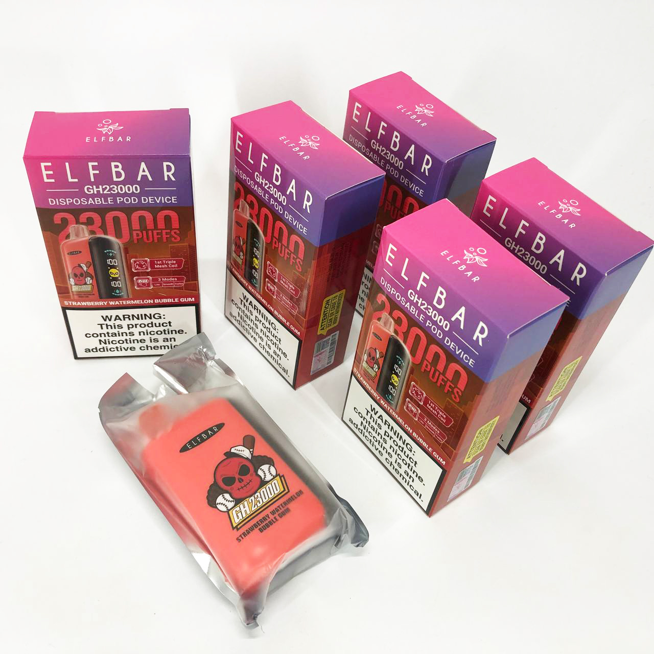 ELF BAR GH 23000 5%. Клубнично-арбузная жевательная резинка (Strawberry Watermelon Bubble Gum)