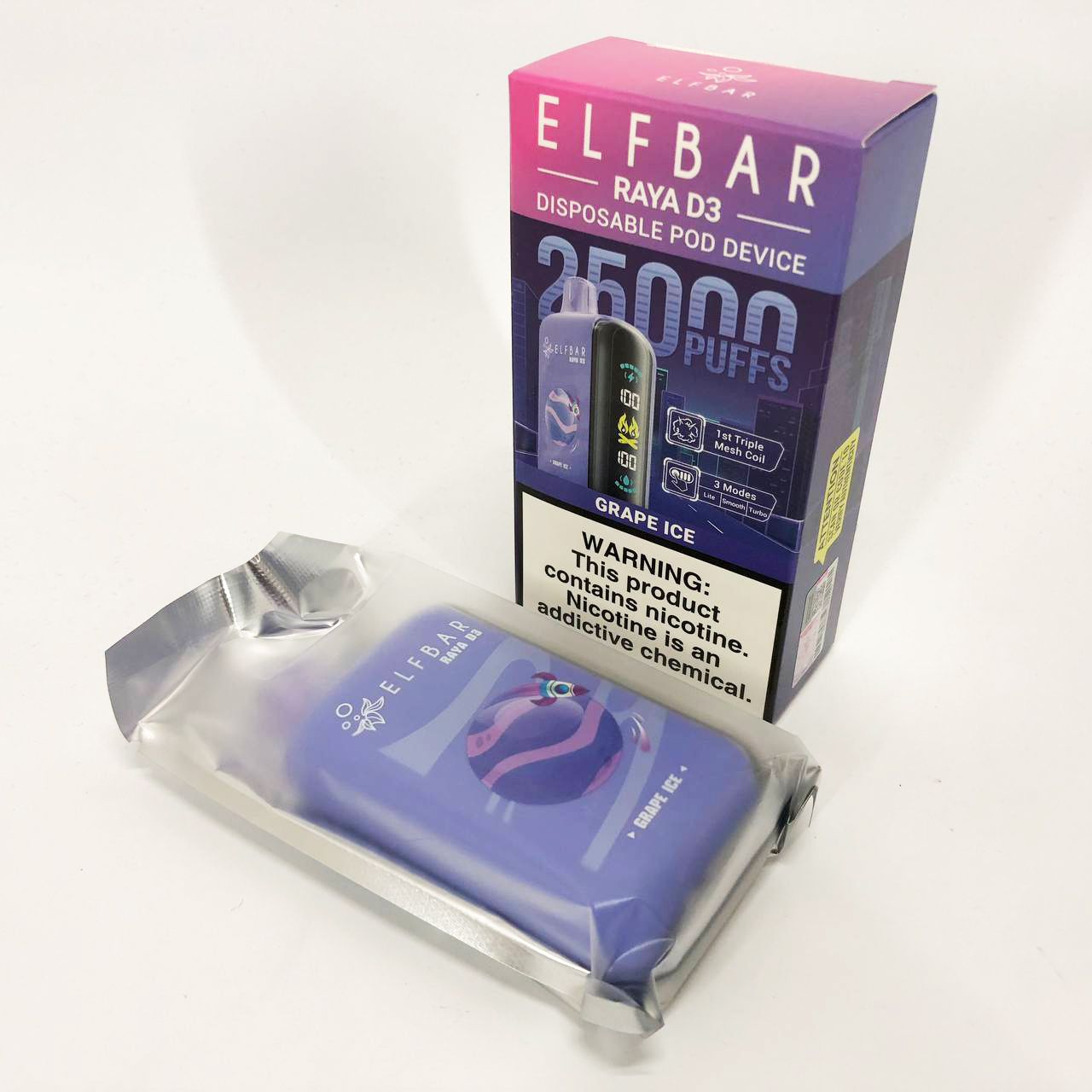 Elf Bar Raya D3 25000. Виноград (Grape Ice)