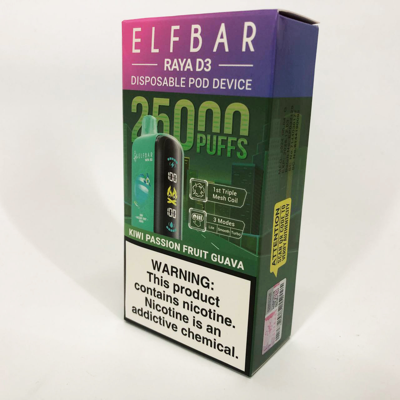 Elf Bar Raya D3 25000. Киви Маракуйя Гуава (Kiwi Passion Fruit Guava)