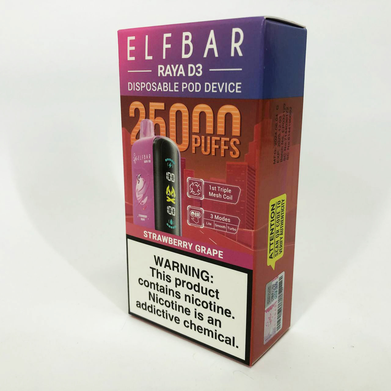 Elf Bar Raya D3 25000. Клубника Виноград (Strawberry Grape)