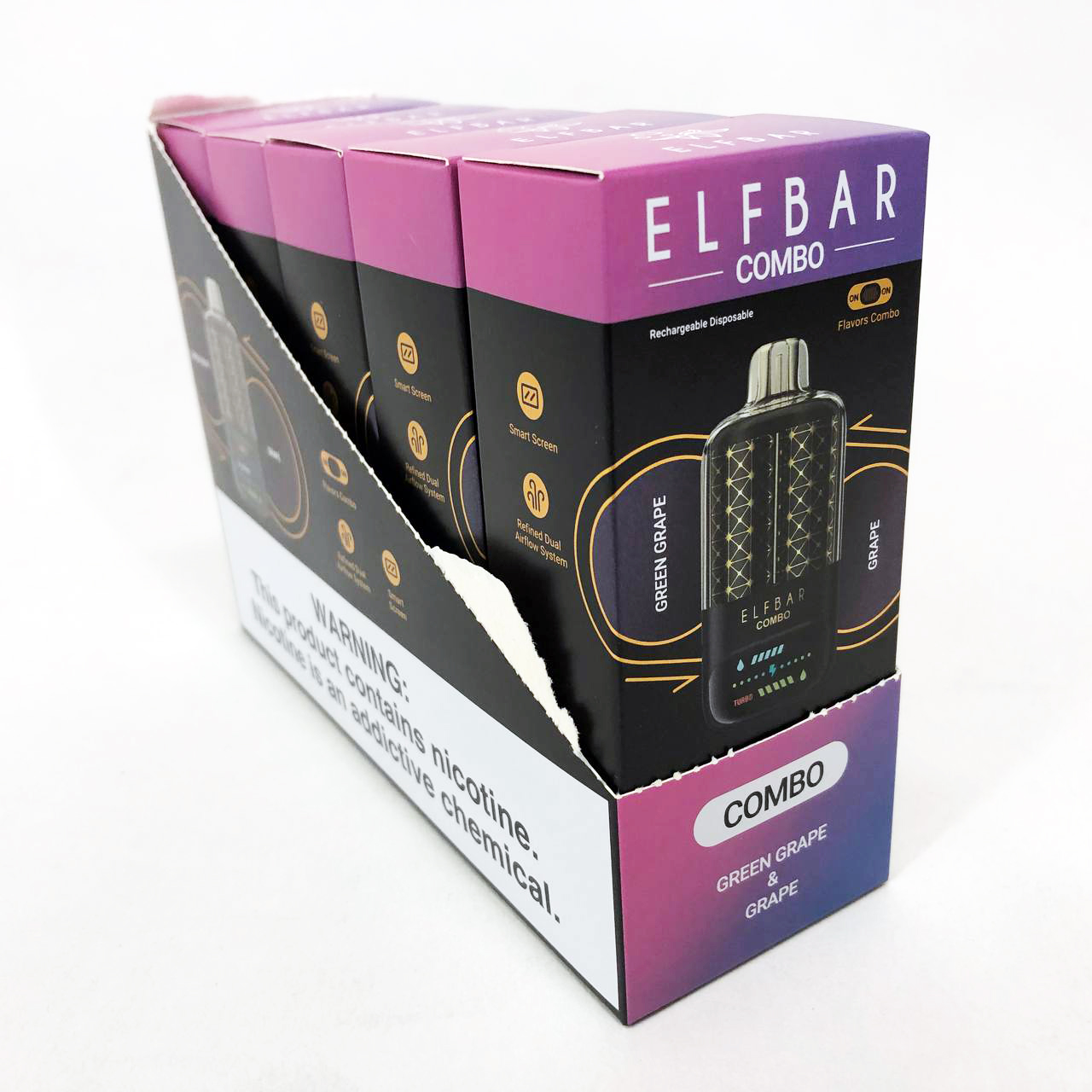ELF BAR COMBO 25000. Переключение вкусов. Зеленый Виноград / Виноград (Green Grape / Grape)