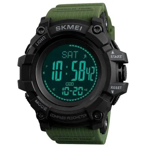 Часы наручные мужские SKMEI 1356AG ARMY GREEN, армейские часы противоударные. Цвет: зеленый