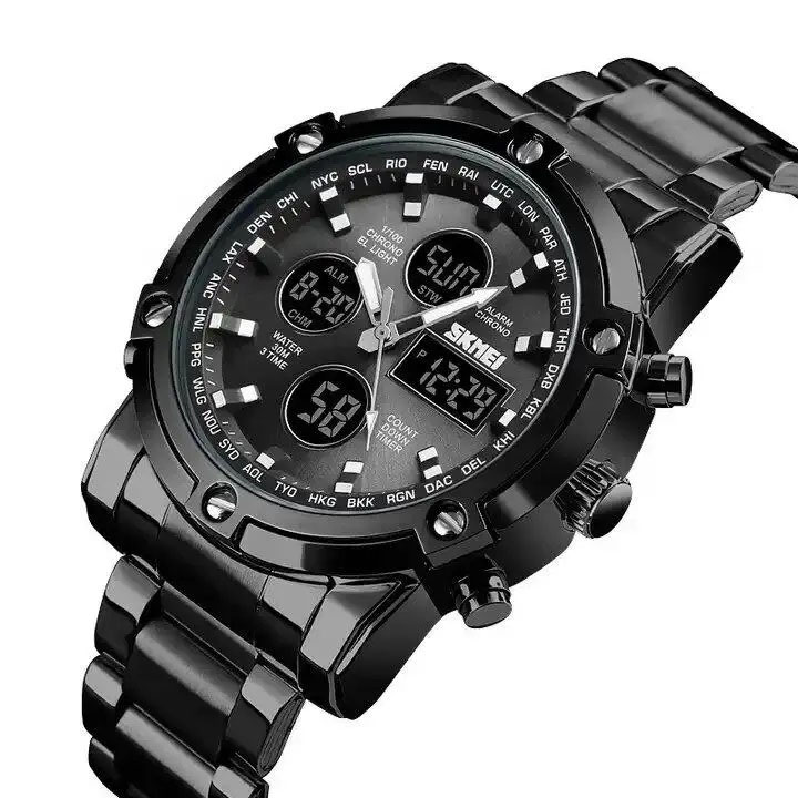 Часы наручные мужские SKMEI 1389BK BLACK, водонепроницаемые мужские часы. Цвет: черный