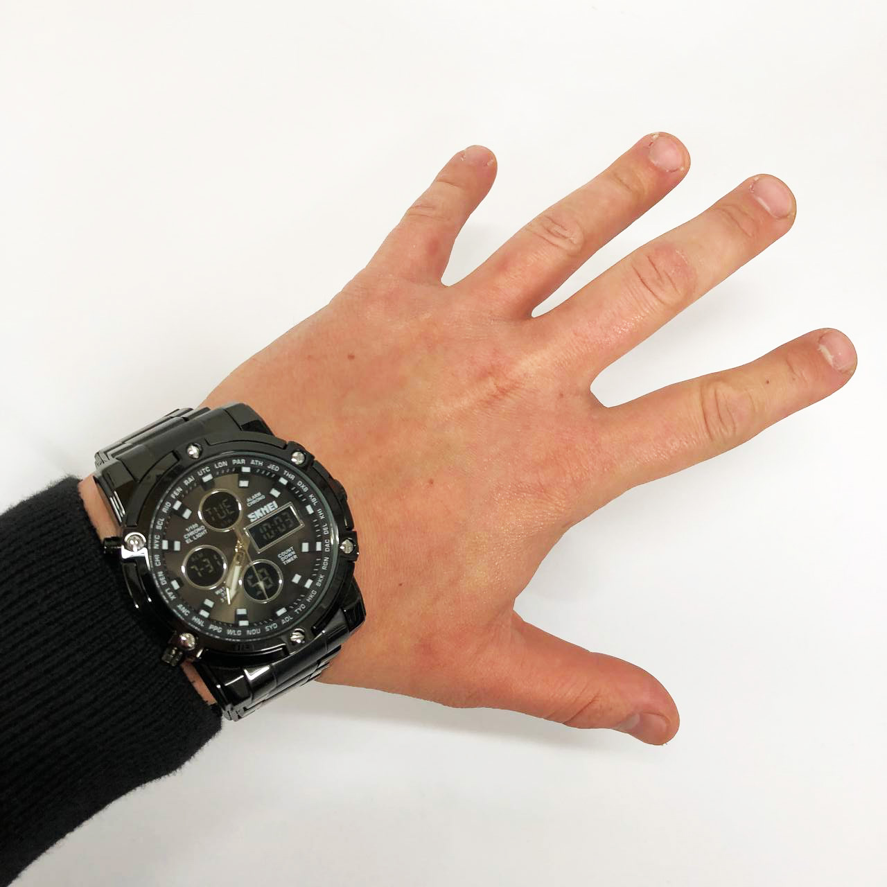 Часы наручные мужские SKMEI 1389BK BLACK, водонепроницаемые мужские часы. Цвет: черный