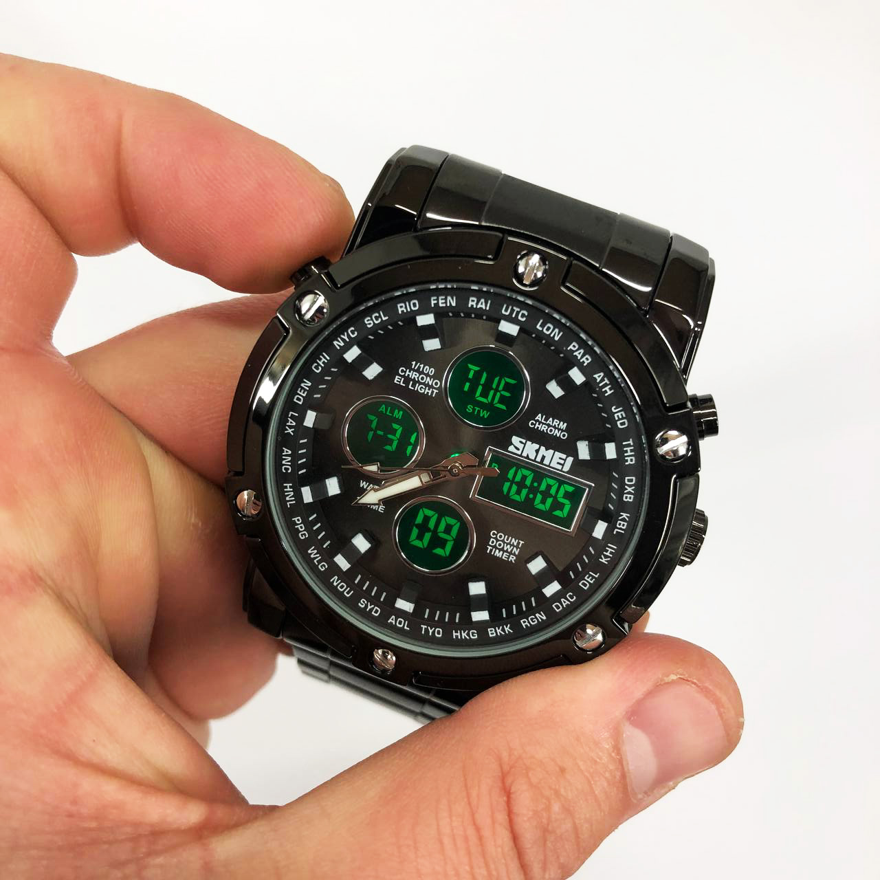 Часы наручные мужские SKMEI 1389BK BLACK, водонепроницаемые мужские часы. Цвет: черный