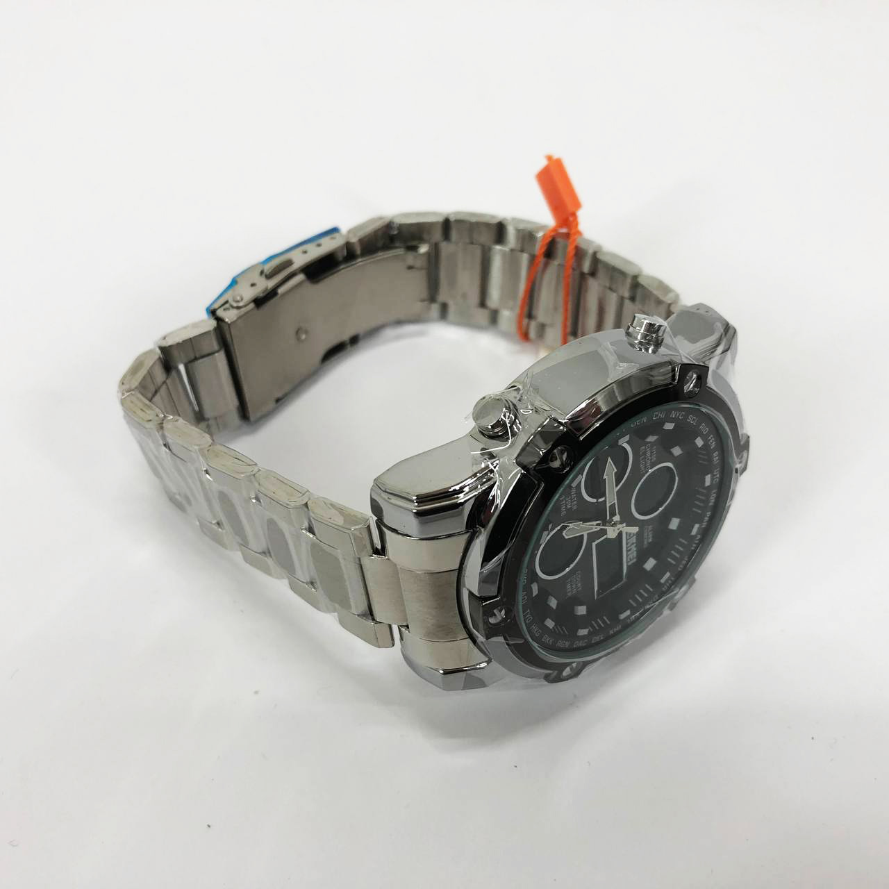 Часы наручные мужские SKMEI 1389SIBK SILVER-BLACK, модные мужские часы. Цвет: серебряный + черный