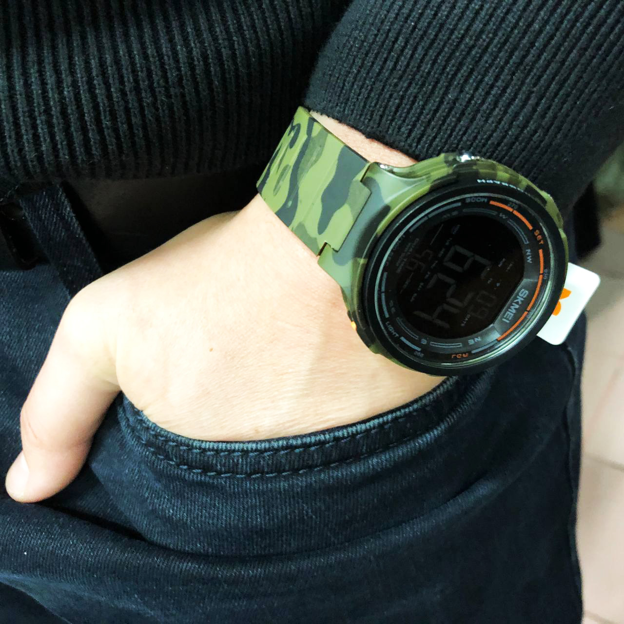 Часы наручные мужские SKMEI 1841CMGN ARMY GREEN CAMO, водонепроницаемые мужские часы. Цвет: зеленый
