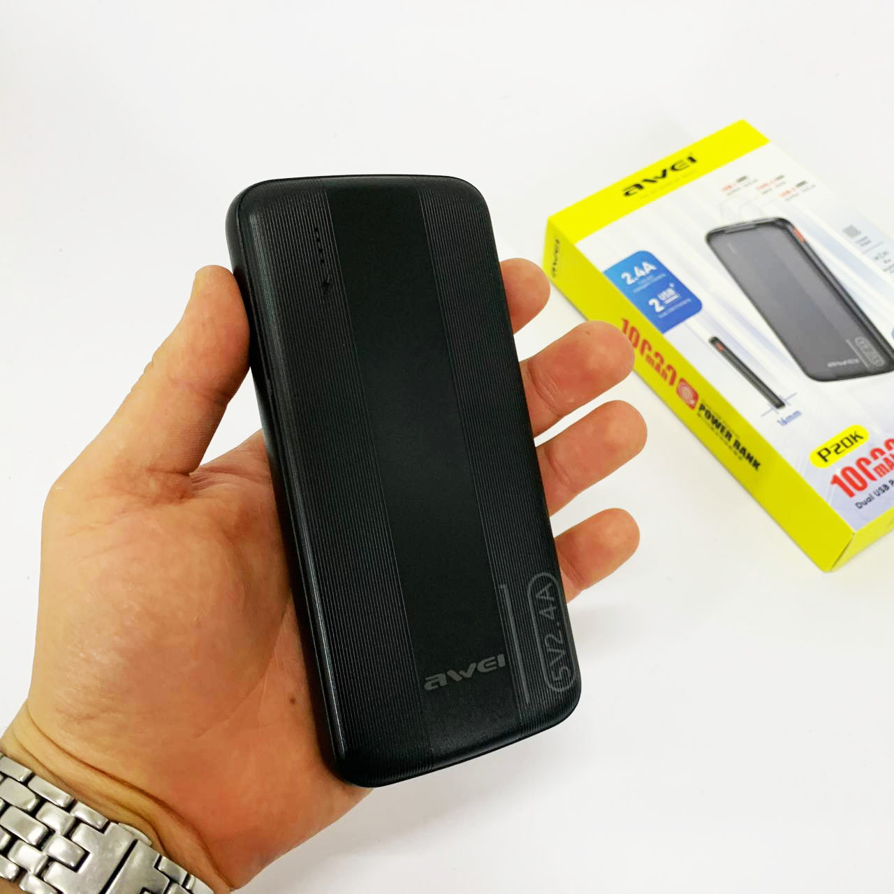 Power Bank Awei P20K 10000 mah Портативное зарядное УМБ 2xUSB черный