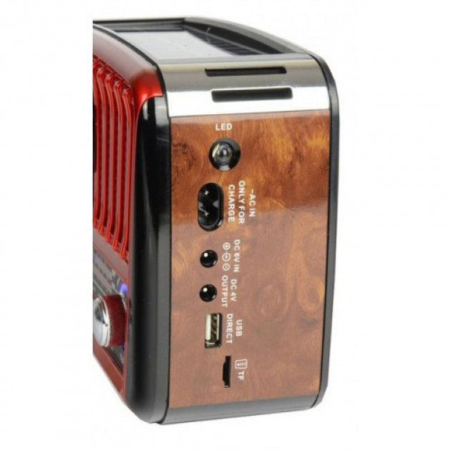 Радиоприёмник Golon RX-455S USB аккумулятор солнечная панель всеволновой радио приемник красный с деревом