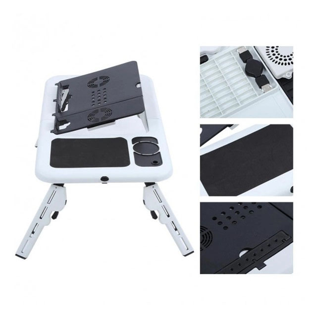 Складной столик для ноутбука LD-09 E-Table, столик с охлаждением 2 USB кулера, Стол подставка с вентиляцией