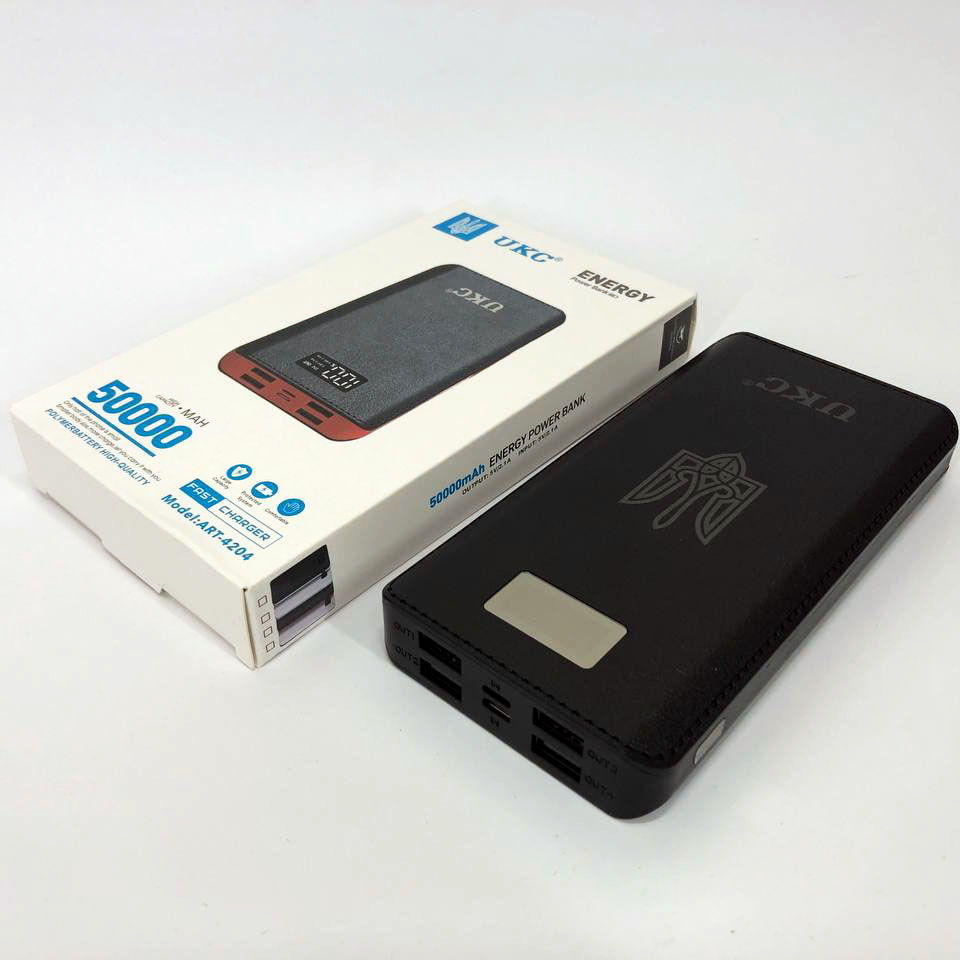 Аккумулятор портативный павербанк POWER BANK UKC ART-4148/4204. 50000mah, 4USB, внешний аккумулятор