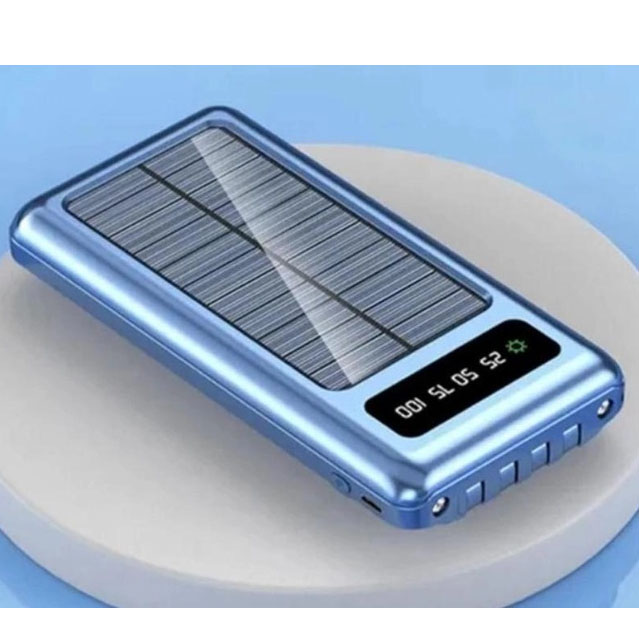 Портативное зарядное устройство на 20000mAh, Power Bank на солнечной батарее, для планшета. Цвет: синий