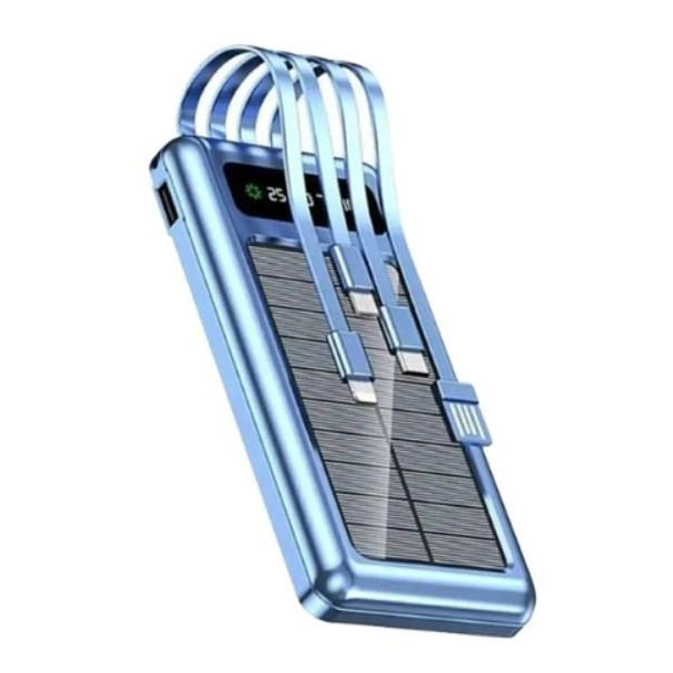 Портативное зарядное устройство на 20000mAh, Power Bank на солнечной батарее, для планшета. Цвет: синий