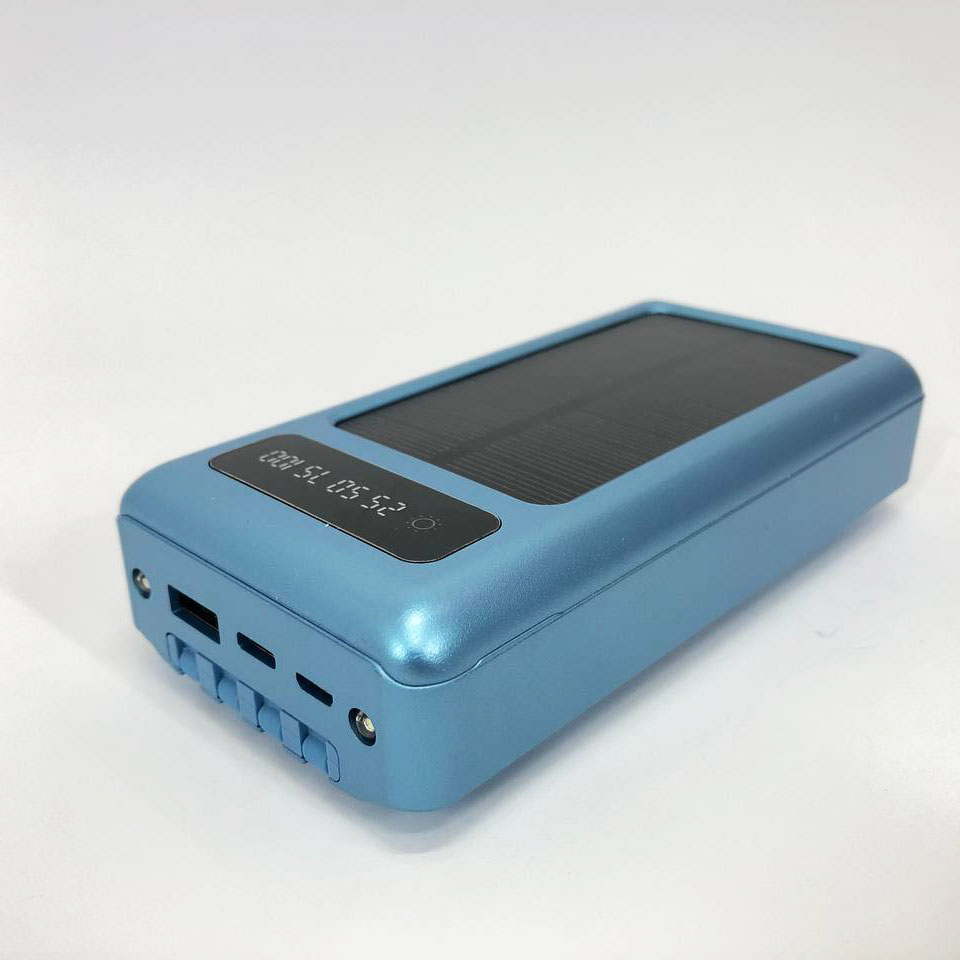 Портативное зарядное устройство на 20000mAh, Power Bank на солнечной батарее, для планшета. Цвет: синий
