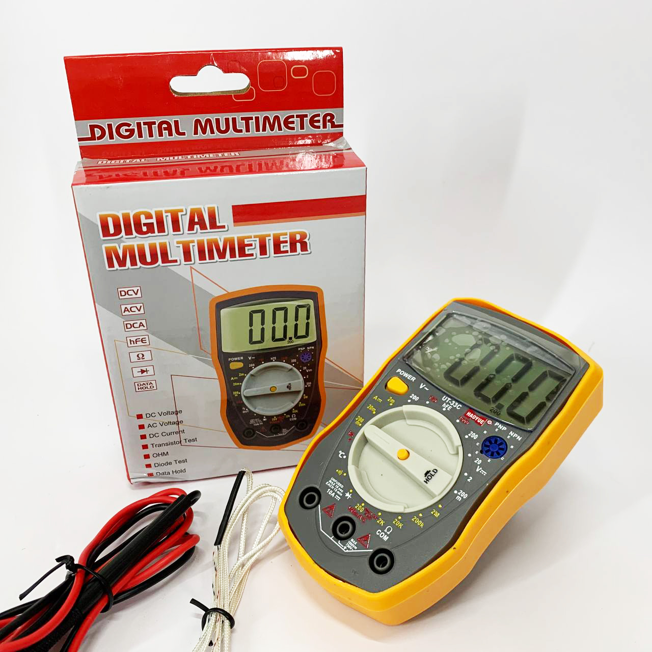 Мультиметр HAOYUE DT-33C Измерение: V(AC/DC), A(AC/DC), Ω, hFE, звонки. Функции: Data Hold, тест диодов