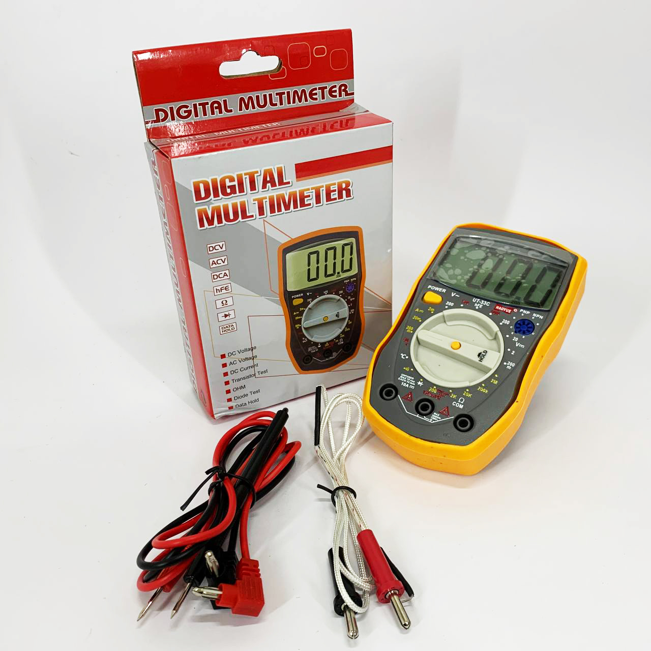 Мультиметр HAOYUE DT-33C Измерение: V(AC/DC), A(AC/DC), Ω, hFE, звонки. Функции: Data Hold, тест диодов