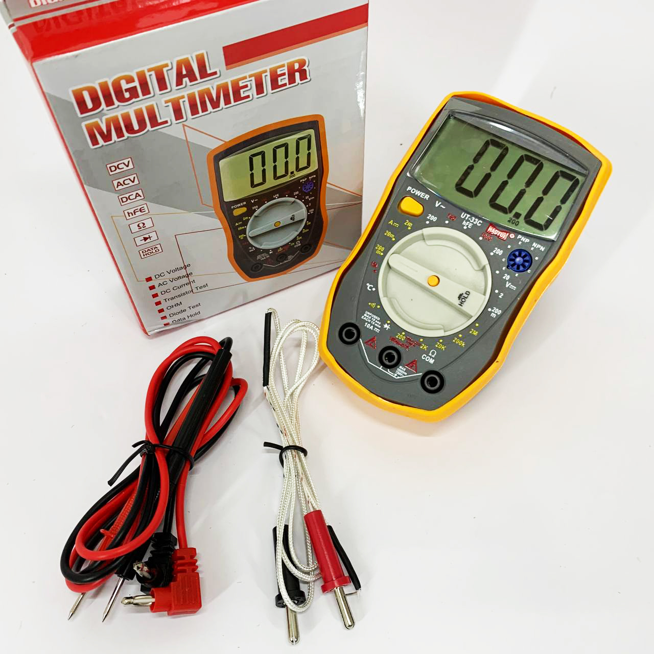 Мультиметр HAOYUE DT-33C Измерение: V(AC/DC), A(AC/DC), Ω, hFE, звонки. Функции: Data Hold, тест диодов