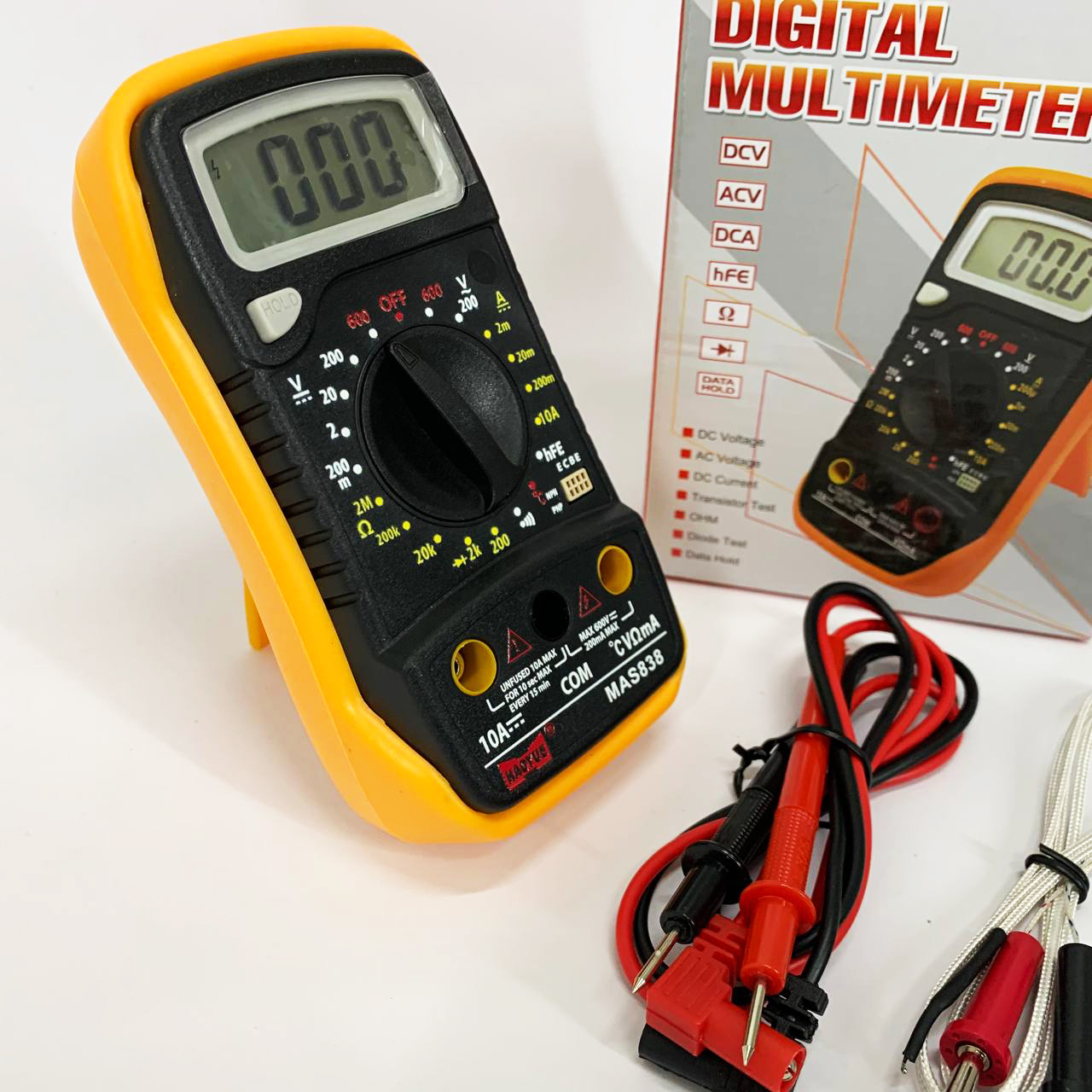 Мультиметр HAOYUE MAS838 с функцией измерения температуры, проверка транзисторов, звуковая прозвонка