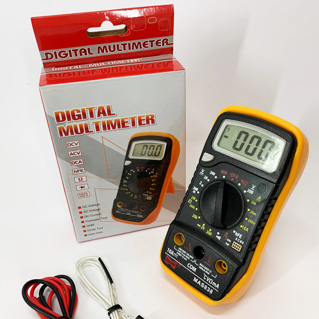 Мультиметр HAOYUE MAS838 с функцией измерения температуры, проверка транзисторов, звуковая прозвонка