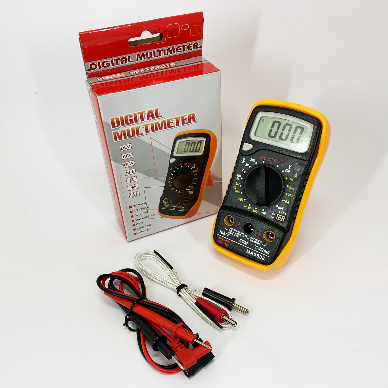 Мультиметр HAOYUE MAS838 с функцией измерения температуры, проверка транзисторов, звуковая прозвонка