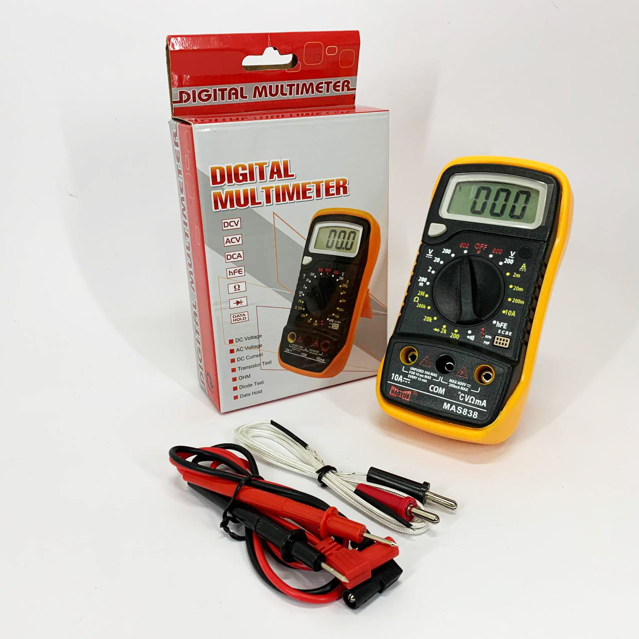 Мультиметр HAOYUE MAS838 с функцией измерения температуры, проверка транзисторов, звуковая прозвонка