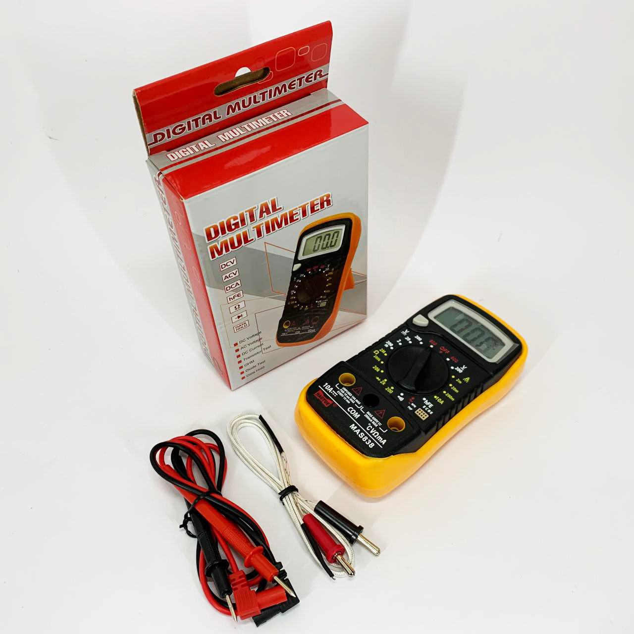 Мультиметр HAOYUE MAS838 с функцией измерения температуры, проверка транзисторов, звуковая прозвонка