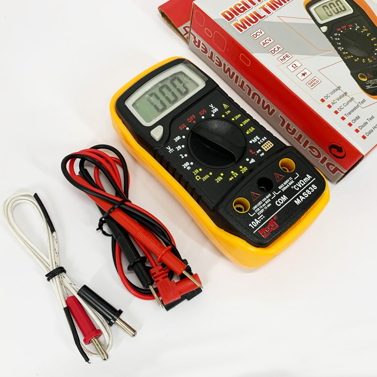Мультиметр HAOYUE MAS838 с функцией измерения температуры, проверка транзисторов, звуковая прозвонка