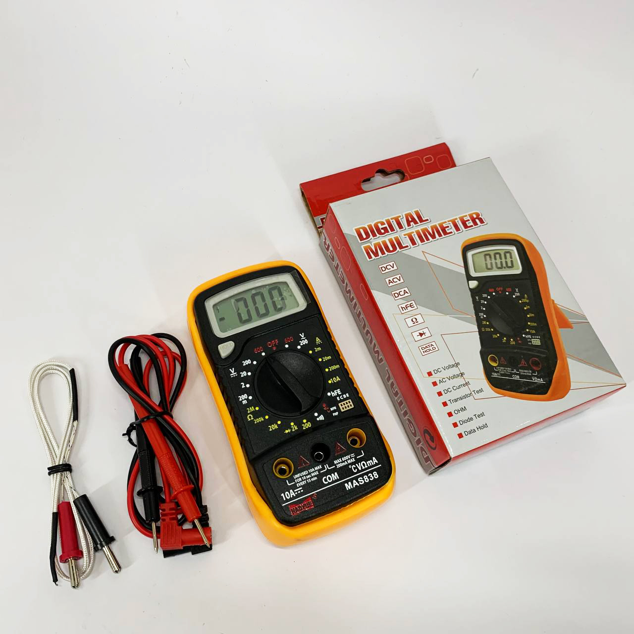 Мультиметр HAOYUE MAS838 с функцией измерения температуры, проверка транзисторов, звуковая прозвонка