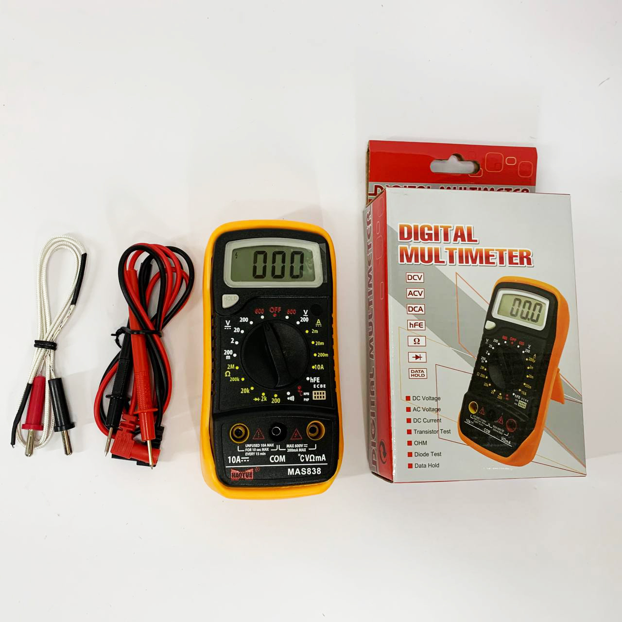 Мультиметр HAOYUE MAS838 с функцией измерения температуры, проверка транзисторов, звуковая прозвонка