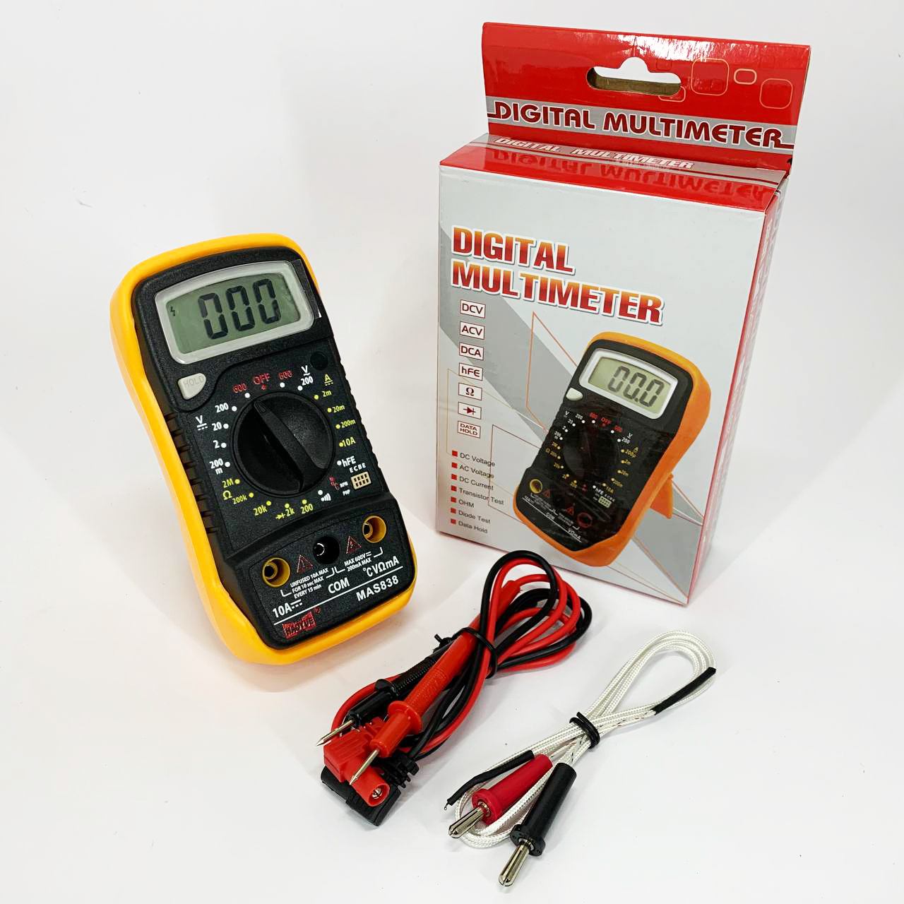 Мультиметр HAOYUE MAS838 с функцией измерения температуры, проверка транзисторов, звуковая прозвонка