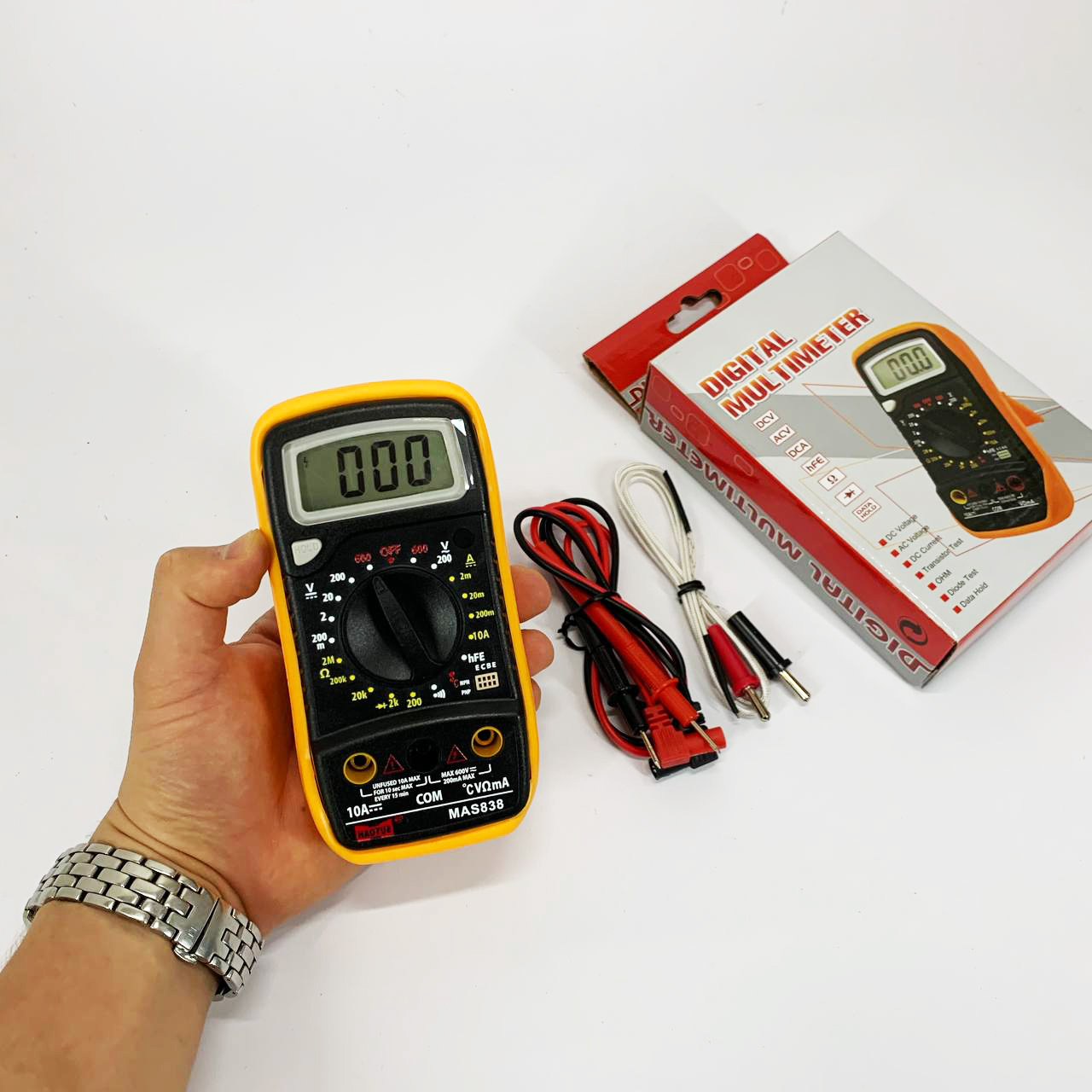 Мультиметр HAOYUE MAS838 с функцией измерения температуры, проверка транзисторов, звуковая прозвонка