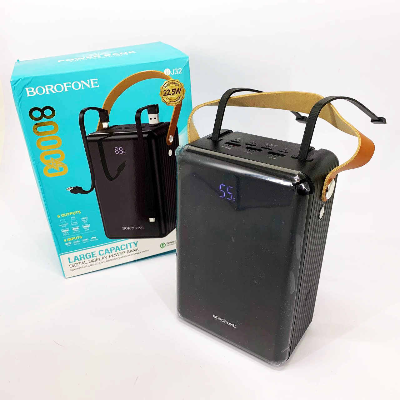 Внешний аккумулятор повербанк BOROFONE BJ32 power bank 80000mAh быстрая зарядка 22.5W