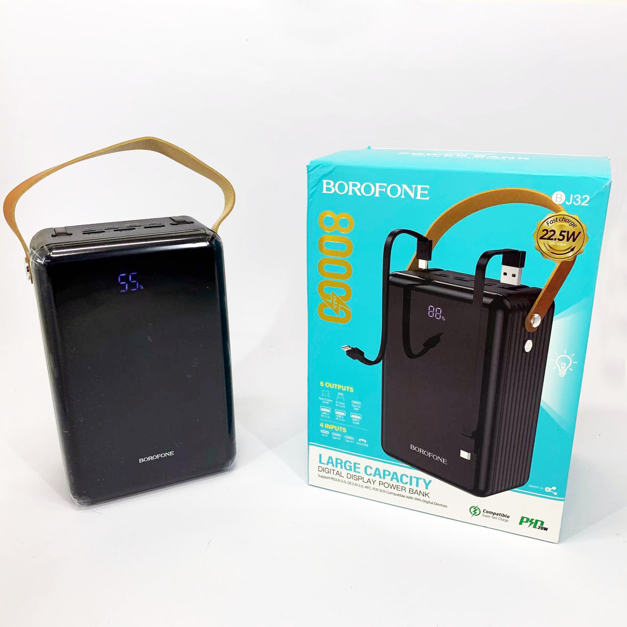Внешний аккумулятор повербанк BOROFONE BJ32 power bank 80000mAh быстрая зарядка 22.5W