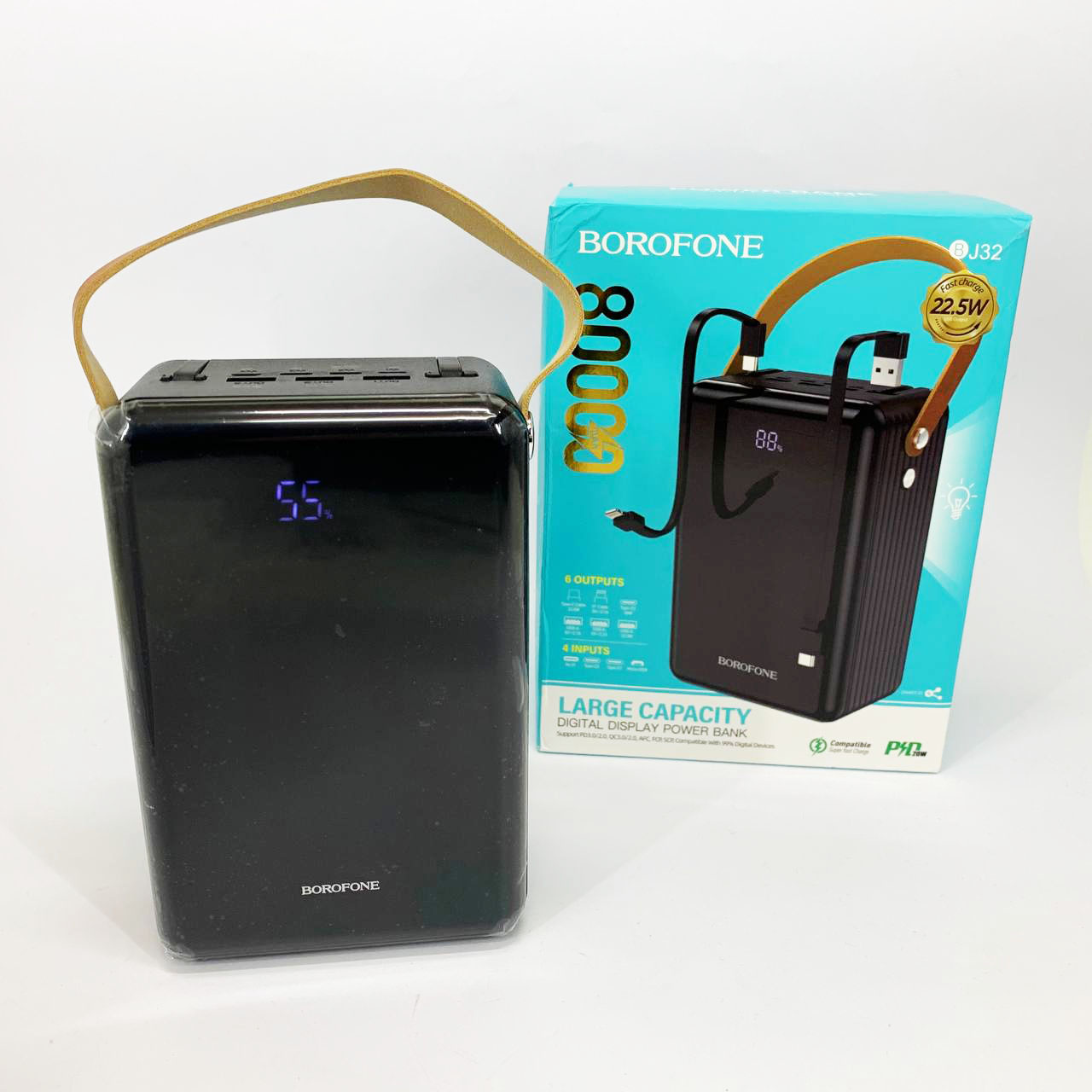 Внешний аккумулятор повербанк BOROFONE BJ32 power bank 80000mAh быстрая зарядка 22.5W