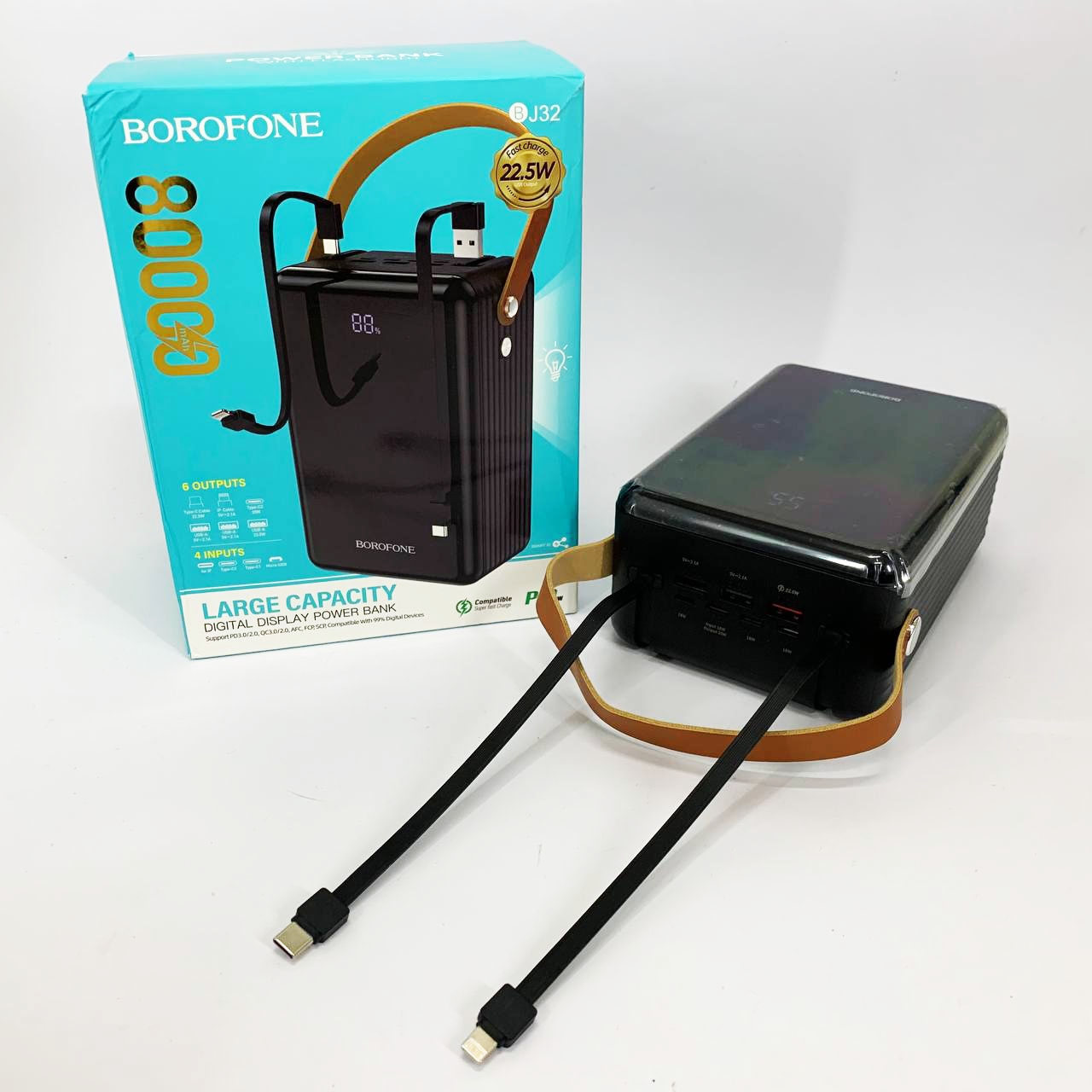 Внешний аккумулятор повербанк BOROFONE BJ32 power bank 80000mAh быстрая зарядка 22.5W