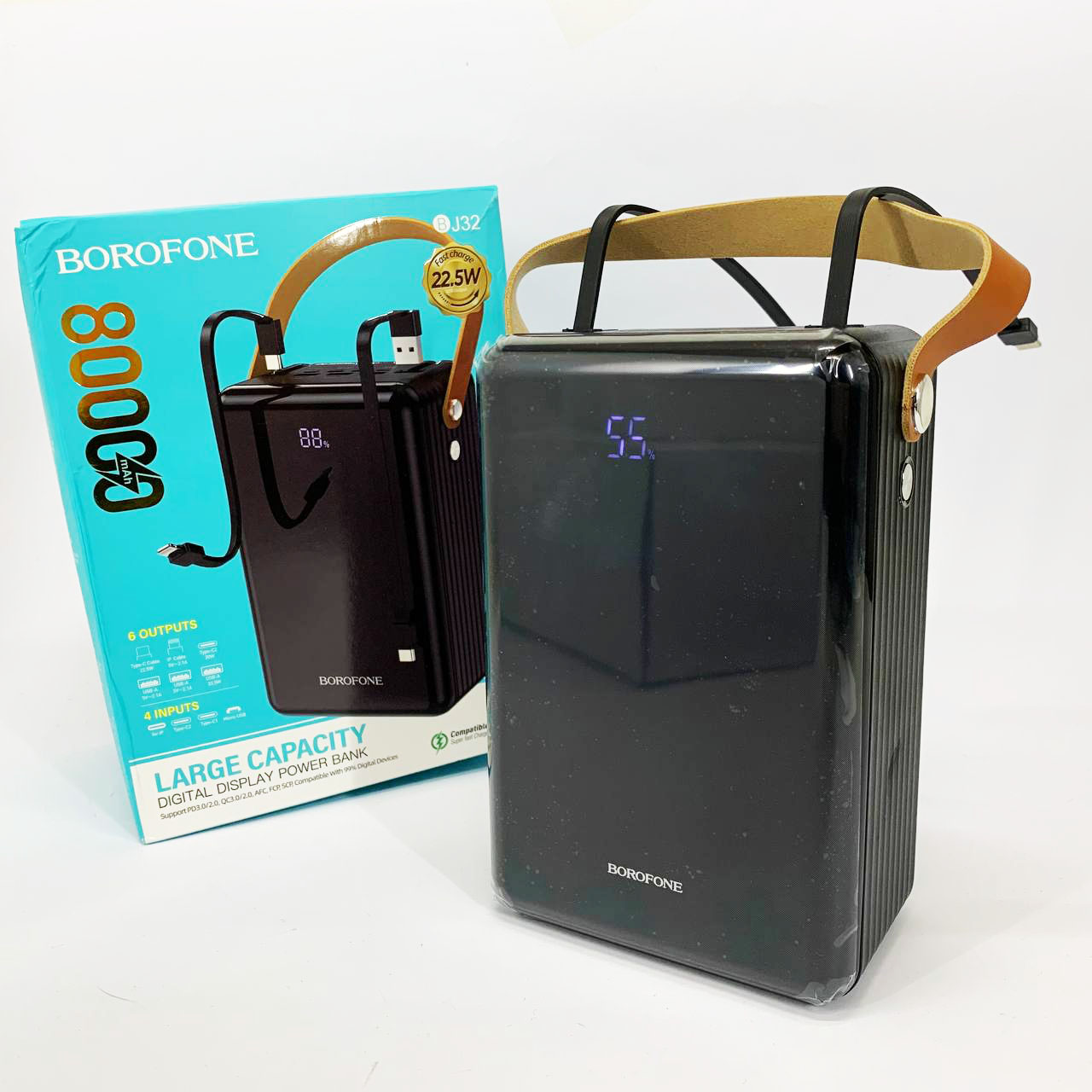 Внешний аккумулятор повербанк BOROFONE BJ32 power bank 80000mAh быстрая зарядка 22.5W