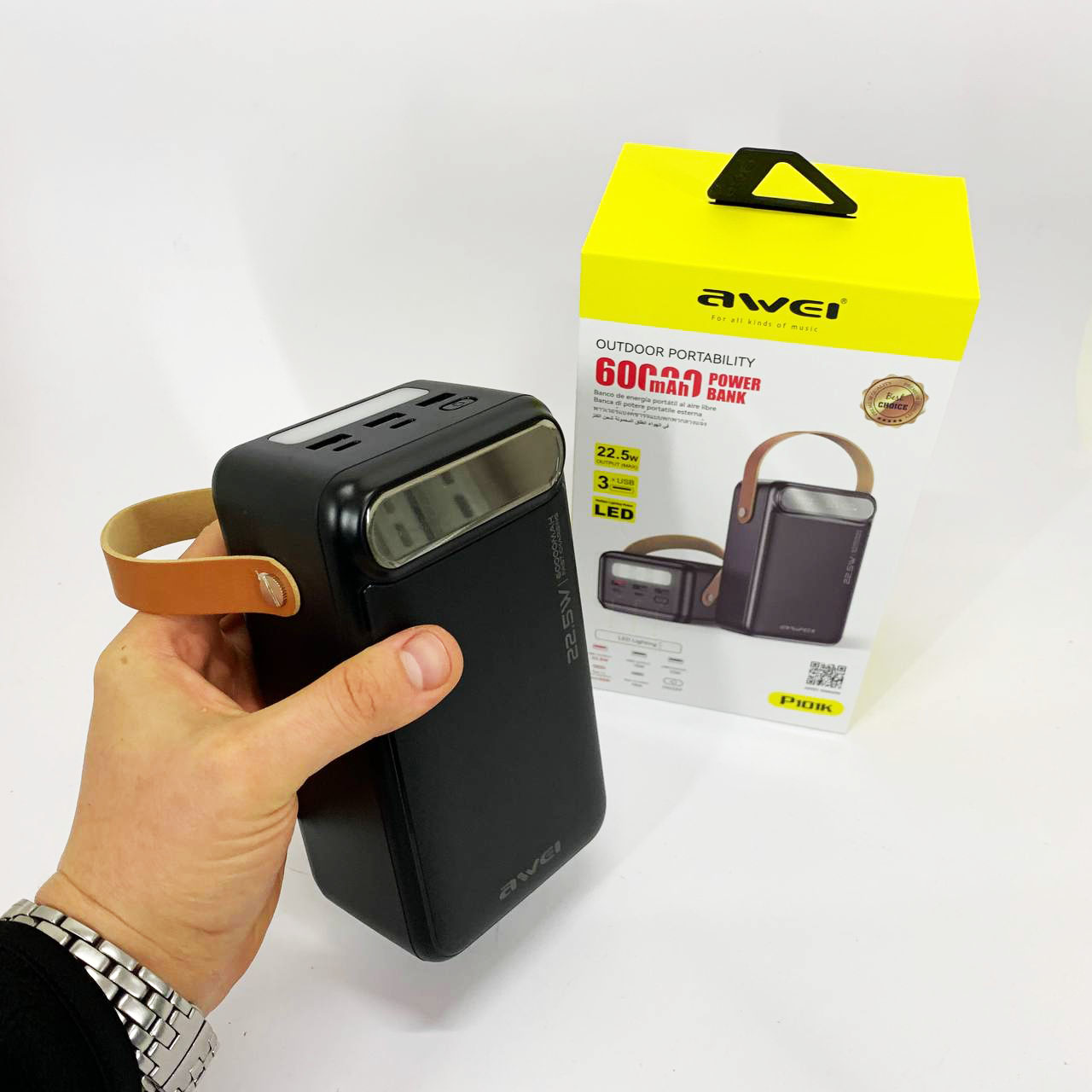 Внешний аккумулятор Power Bank AWEI P101K 60000mah быстрая зарядка