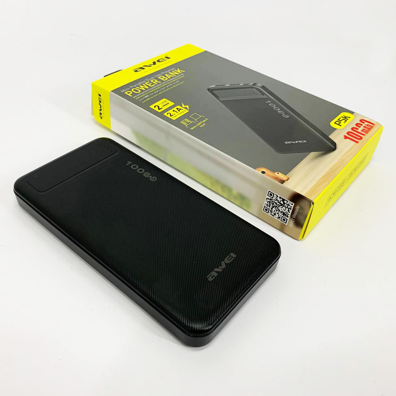 Power Bank Awei P5K 10000 mah Портативное зарядное УМБ 2xUSB черный