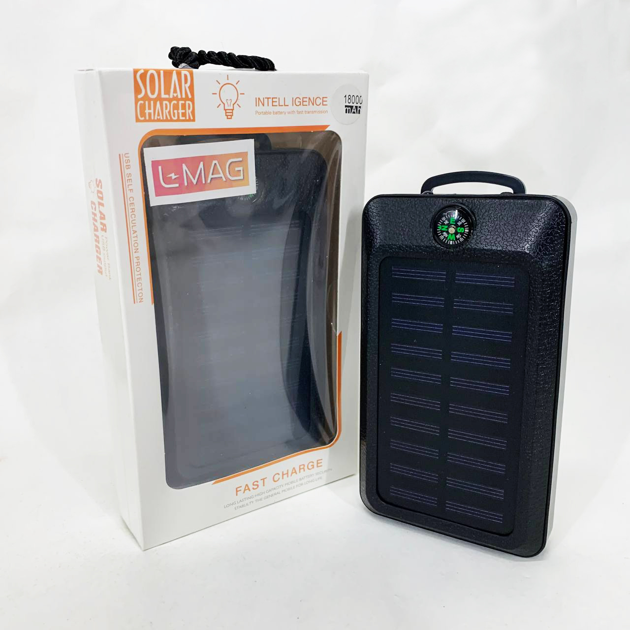 УМБ Power Bank Solar 18000 mAh мобильное зарядное с солнечной панелью и лампой, Power Bank Charger Black