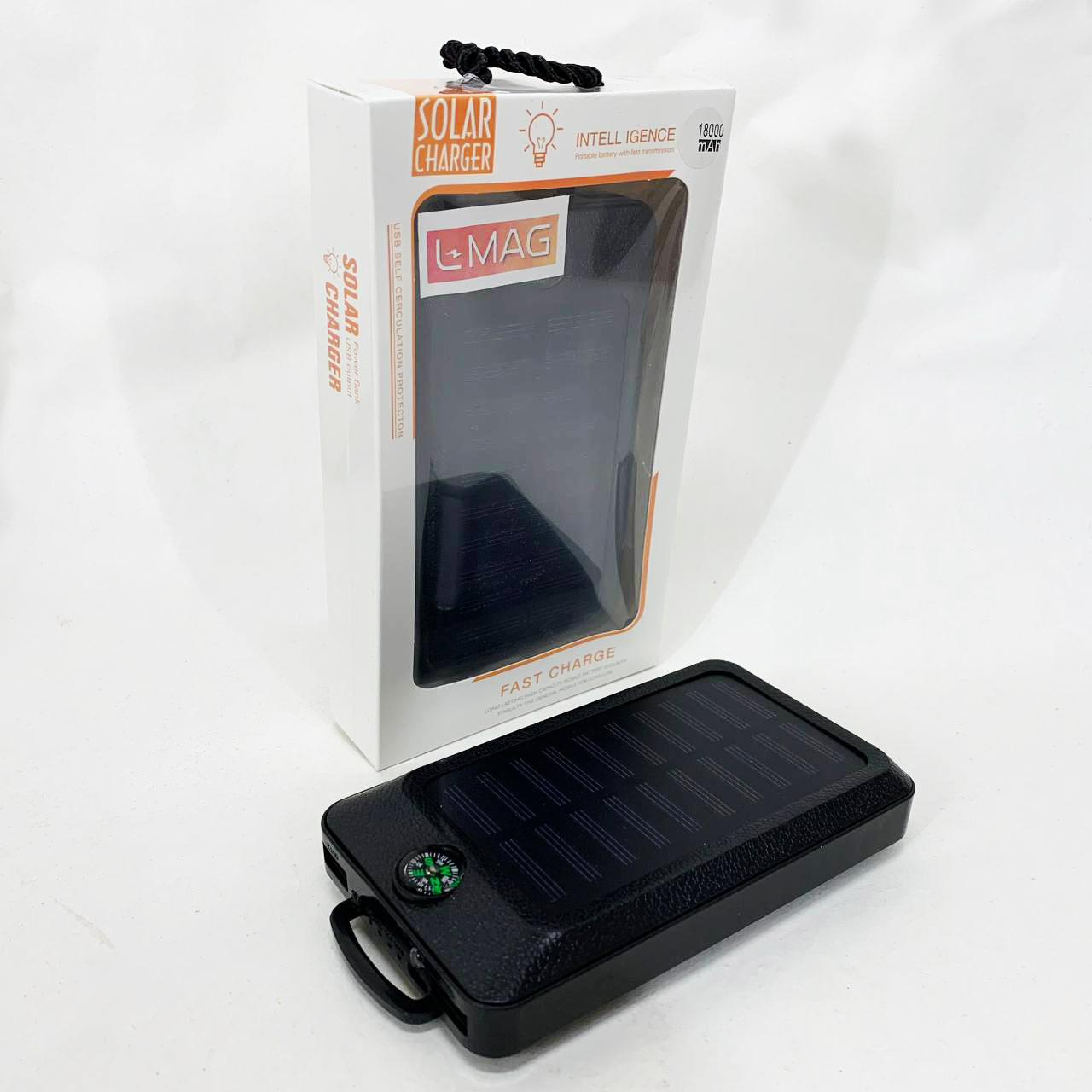 УМБ Power Bank Solar 18000 mAh мобильное зарядное с солнечной панелью и лампой, Power Bank Charger Black