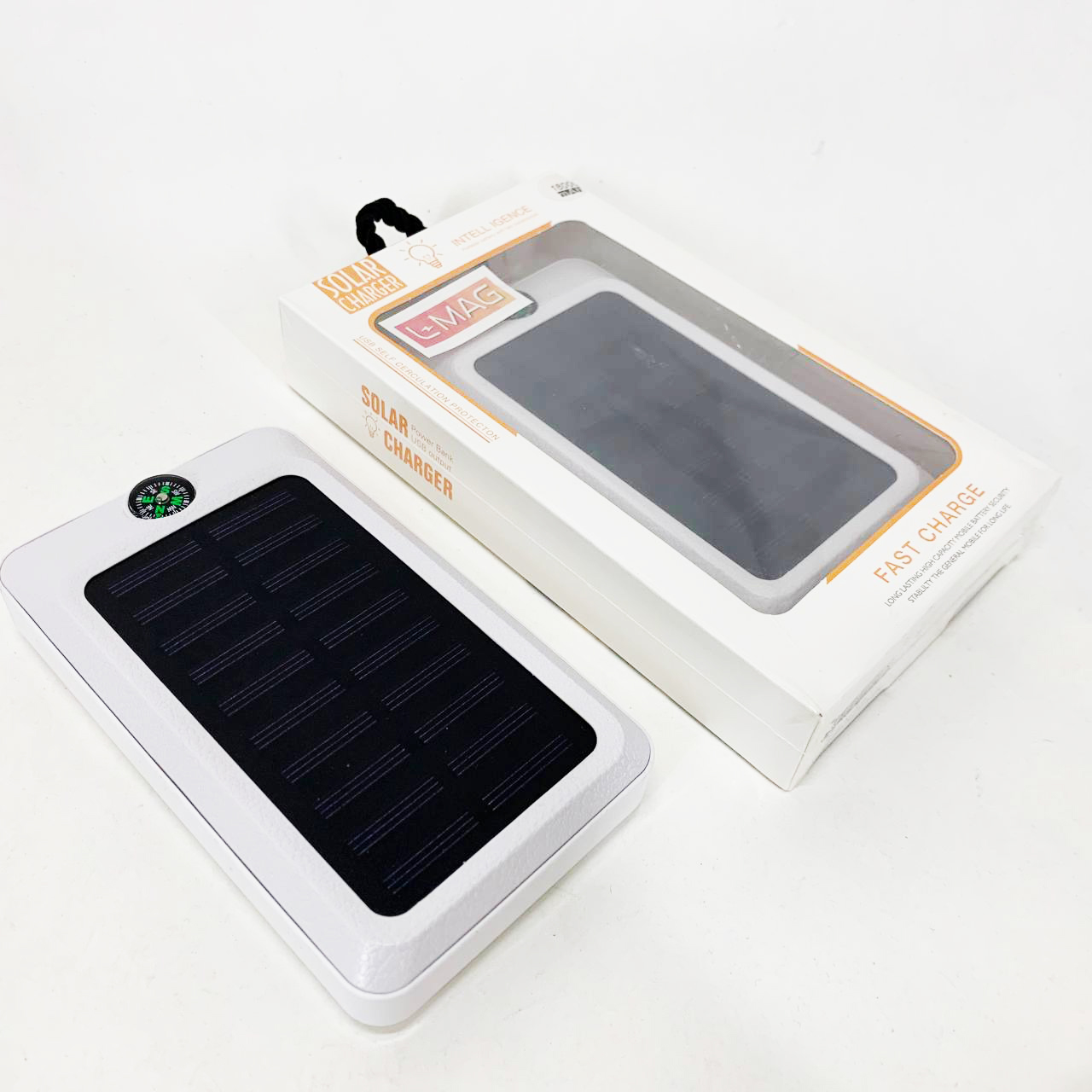 УМБ Power Bank Solar 18000 mAh мобильное зарядное с солнечной панелью и лампой, Power Bank Charger White