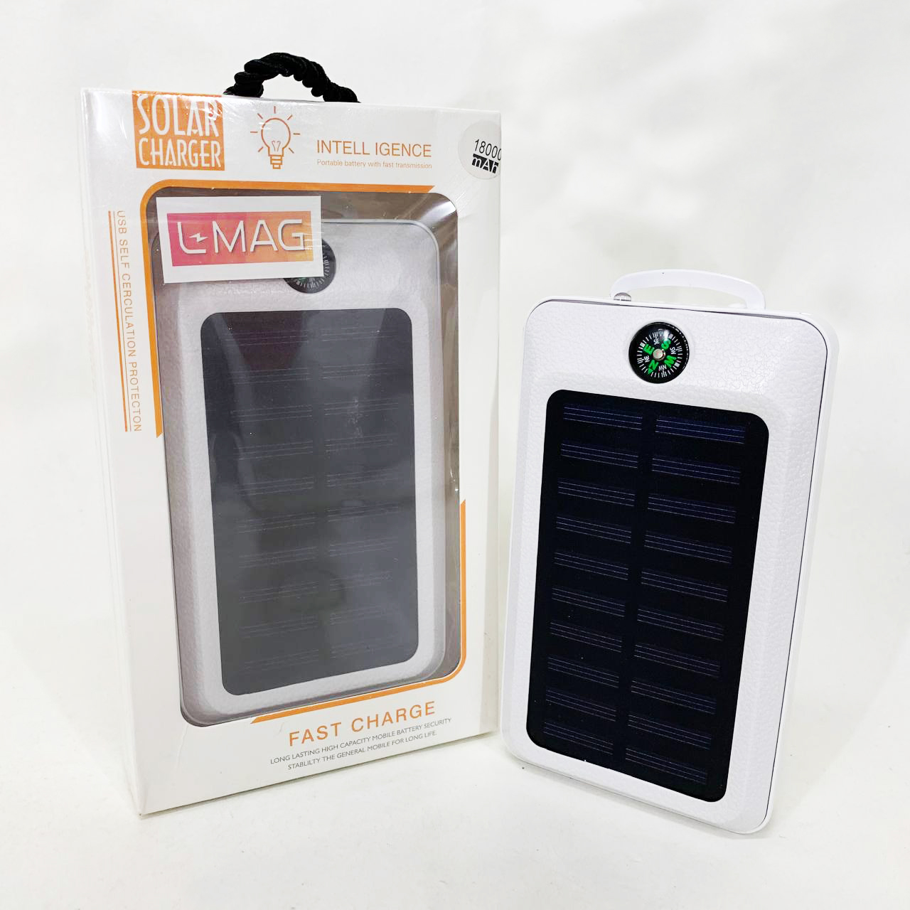 УМБ Power Bank Solar 18000 mAh мобильное зарядное с солнечной панелью и лампой, Power Bank Charger White