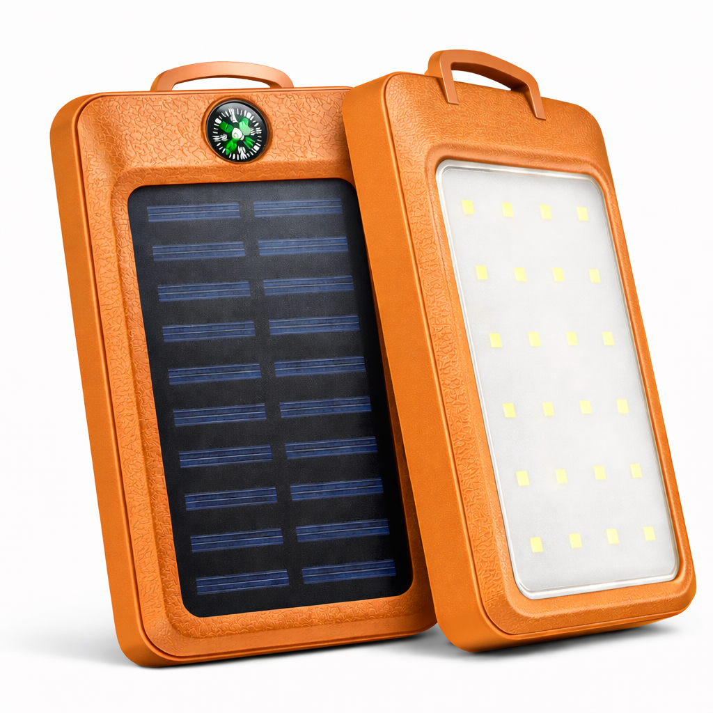 УМБ Power Bank Solar 18000 mAh мобильное зарядное с солнечной панелью и лампой, Power Bank Charger Orange