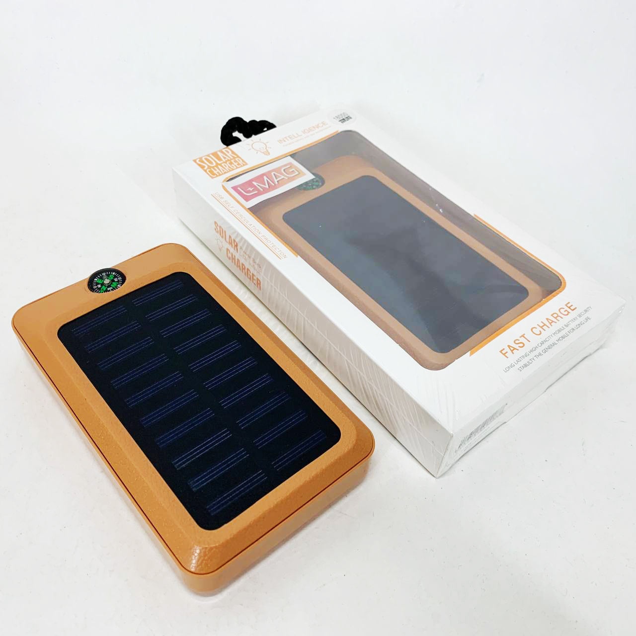 УМБ Power Bank Solar 18000 mAh мобильное зарядное с солнечной панелью и лампой, Power Bank Charger Orange